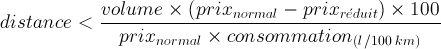 Formule de calcul de la distance maximale à effectuer en changeant de station-service